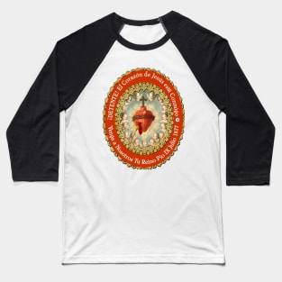 Detente Spanish Sagrado Corazon Sacred Heart of Jesus Catholic Prayer Baseball T-Shirt